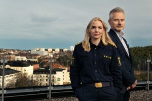 Lokalpolisområdeschef Caroline Aspegren och stadsdirektör Stefan Hollmark.