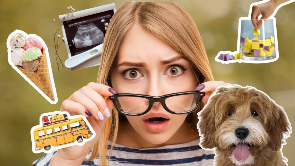 Bild med exempel på jobbförmåner som glass, äggnedfrysning, en hund och ett lotteri