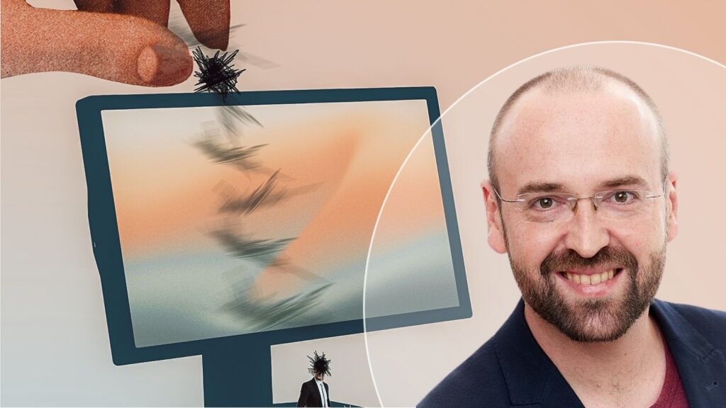 Collage: Illustration av kris och ledningsgrupper av Kristian Ingers/porträtt på Timur Oman